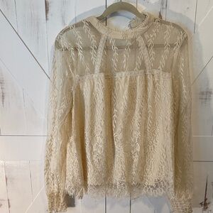Xhilaration Lined Lace Blouse in Cream